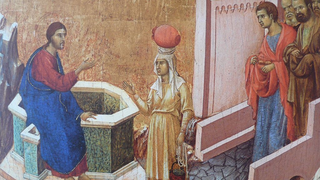 Duccio de Buoninsegna, "Crist i la samaritana". Siena, 1310